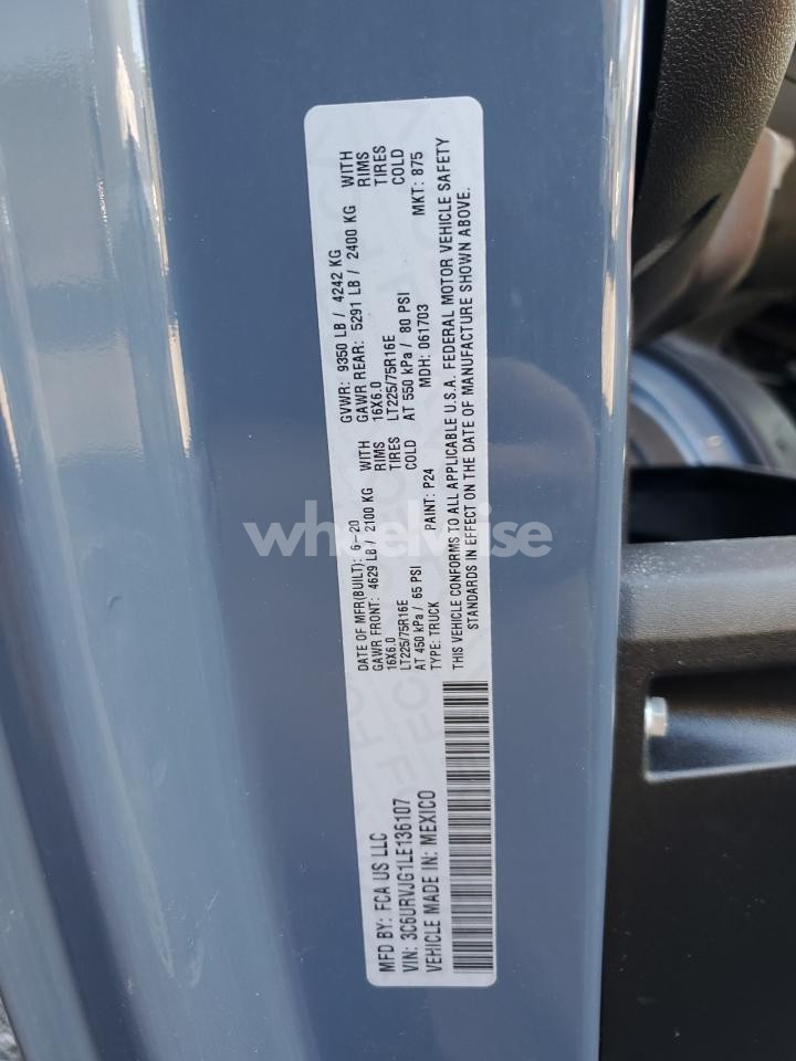 Photo 13 of 2020 RAM PROMASTER 3500 3500 HIGH (VIN 3C6URVJG1LE136107)