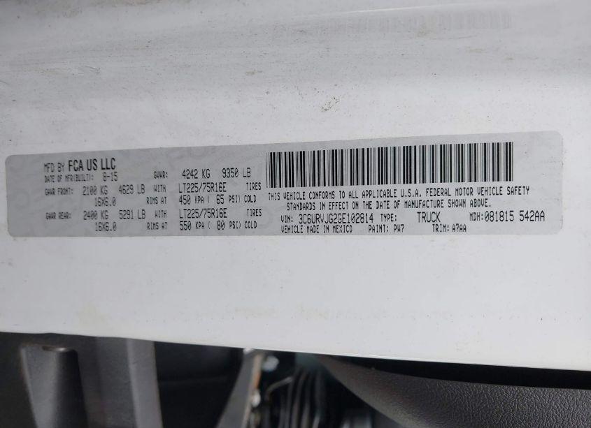 Photo 9 of 2016 Ram Promaster 3500 HIGH ROOF (VIN 3C6URVJG2GE102814)