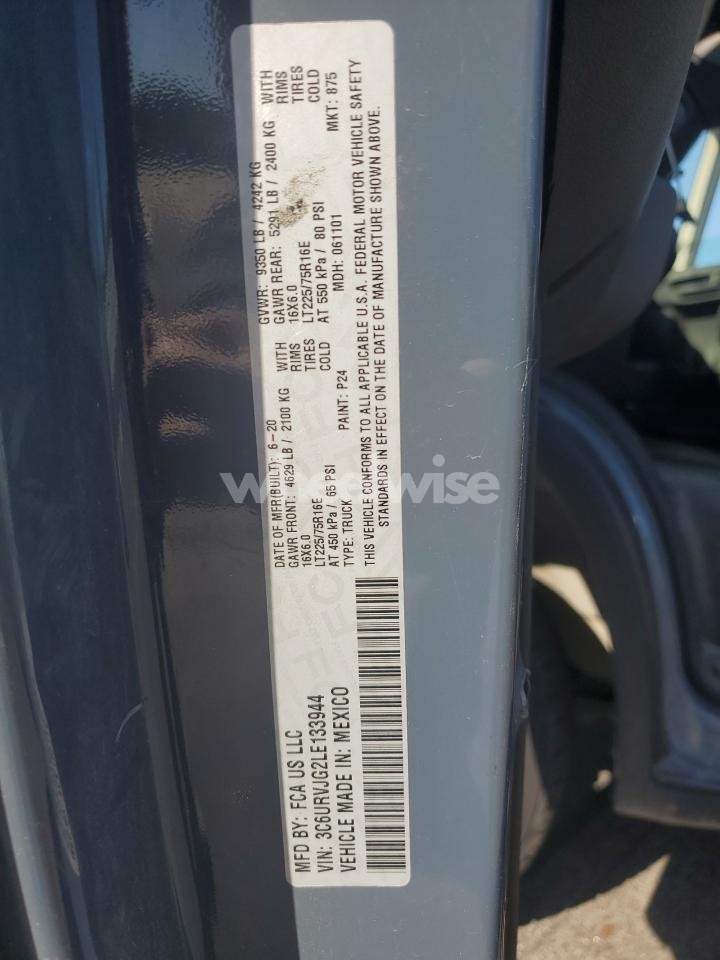 Photo 13 of 2020 RAM PROMASTER 3500 3500 HIGH (VIN 3C6URVJG2LE133944)