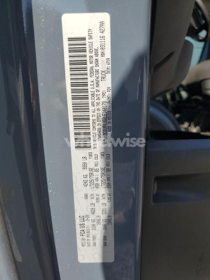 Photo 13 of 2020 RAM PROMASTER 3500 3500 HIGH (VIN 3C6URVJG2LE140179)