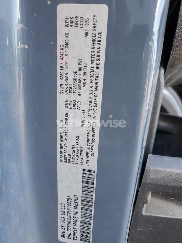 Photo 13 of 2020 RAM PROMASTER 3500 3500 HIGH (VIN 3C6URVJG2LE144751)