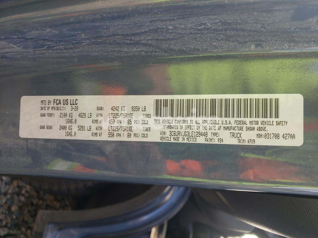 Photo 13 of 2020 RAM PROMASTER 3500 3500 HIGH (VIN 3C6URVJG3LE129448)