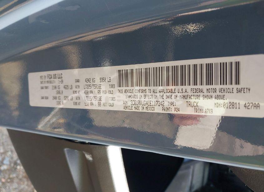 Photo 9 of 2020 Ram Promaster 3500 CARGO VAN HIGH ROOF 159 WB EXT (VIN 3C6URVJG4LE117342)