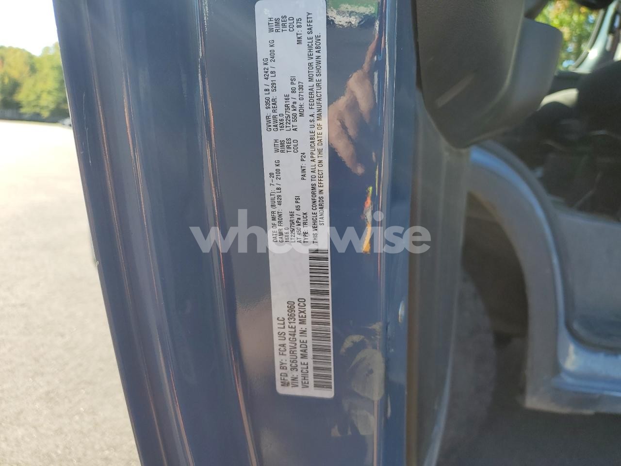 Photo 13 of 2020 RAM PROMASTER 3500 3500 HIGH (VIN 3C6URVJG4LE136960)
