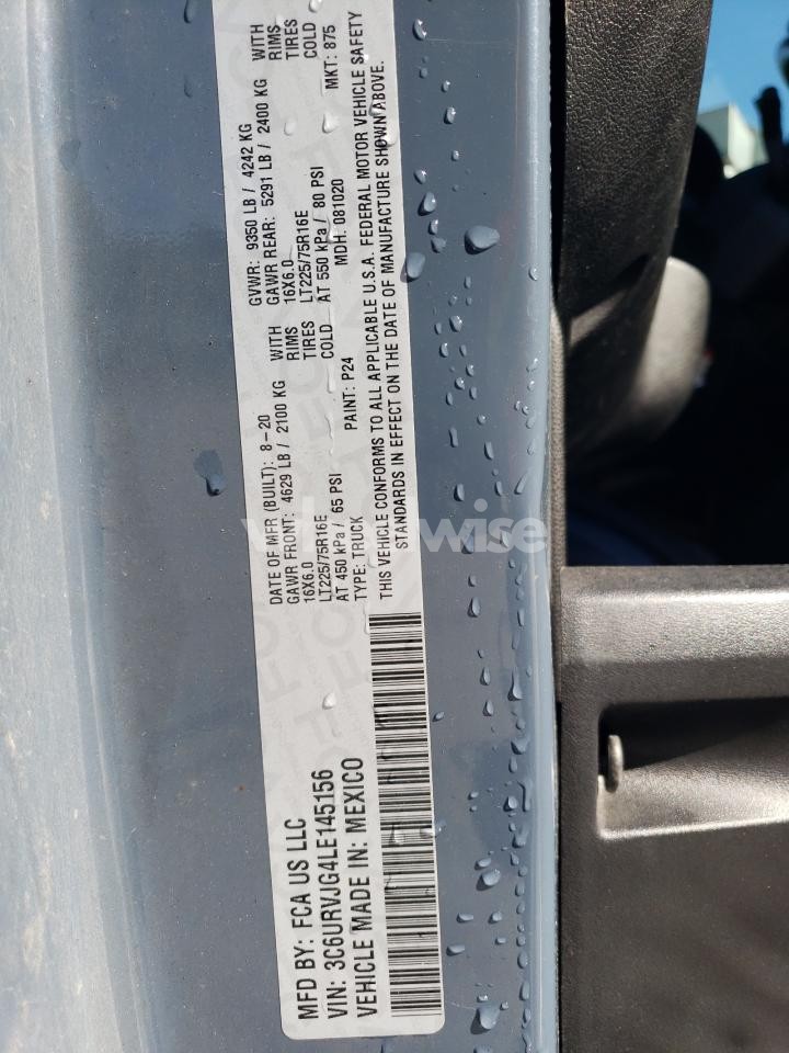 Photo 13 of 2020 RAM PROMASTER 3500 3500 HIGH (VIN 3C6URVJG4LE145156)