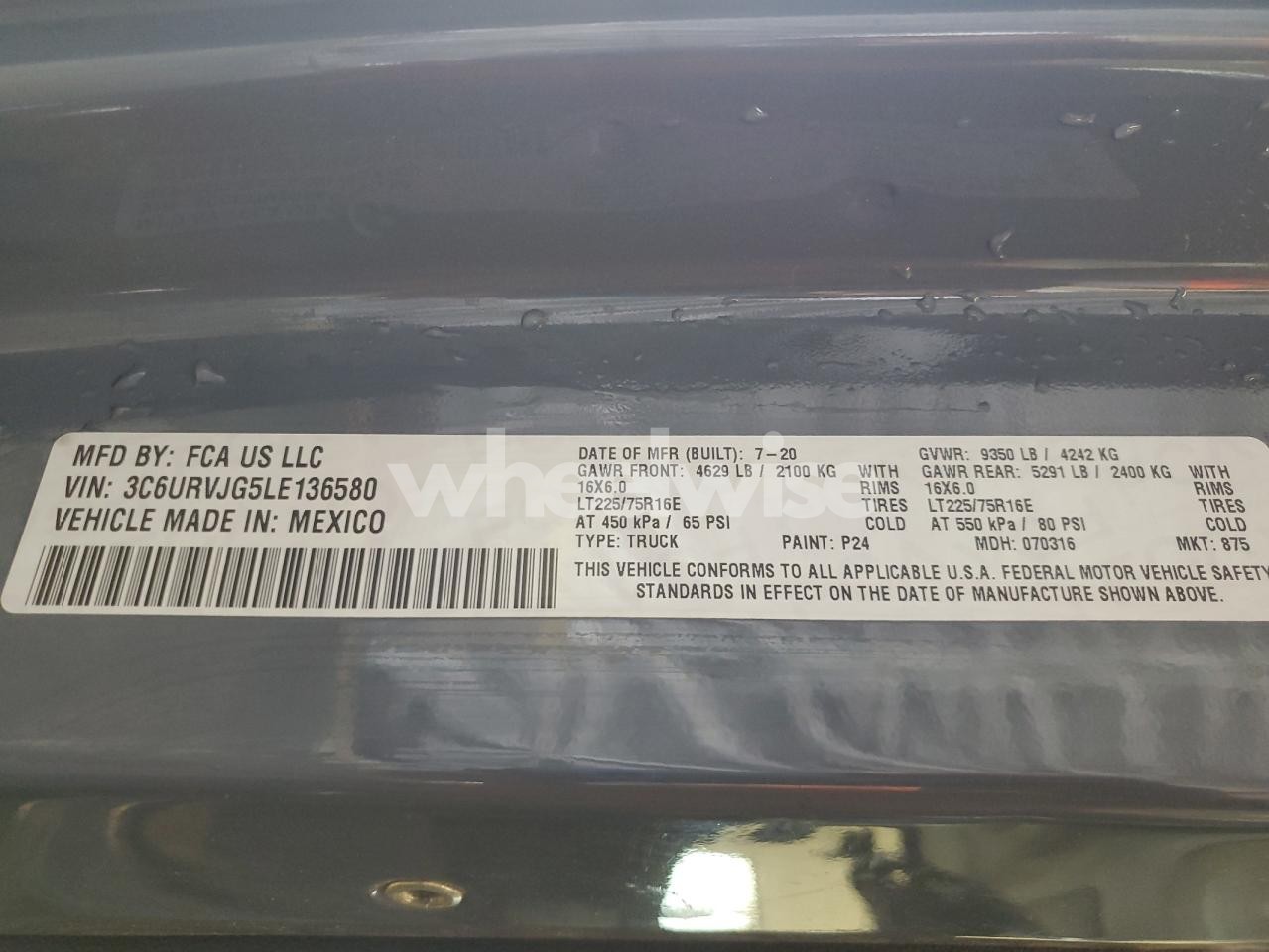 Photo 14 of 2020 RAM PROMASTER 3500 3500 HIGH (VIN 3C6URVJG5LE136580)