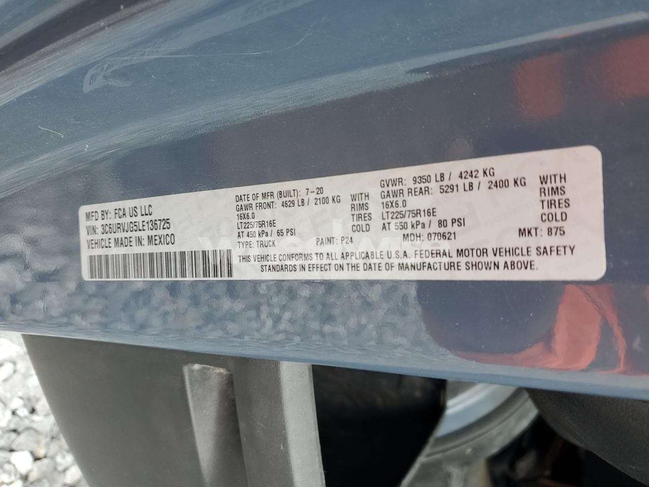 Photo 13 of 2020 RAM PROMASTER 3500 3500 HIGH (VIN 3C6URVJG5LE136725)