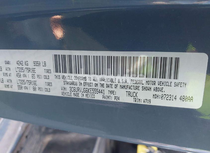 Photo 9 of 2019 Ram Promaster 3500 CARGO VAN HIGH ROOF 159 WB EXT (VIN 3C6URVJG6KE555441)