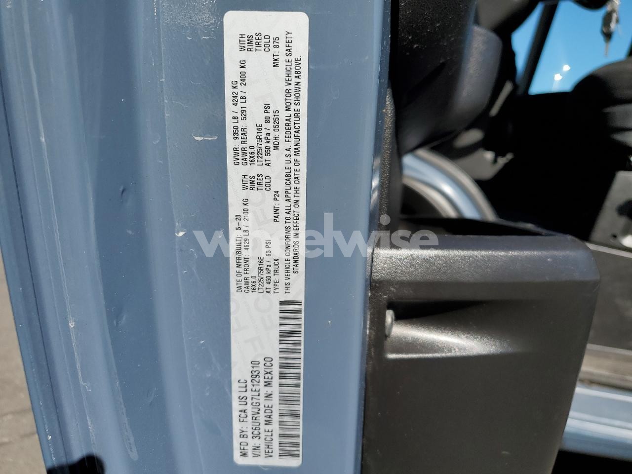 Photo 13 of 2020 RAM PROMASTER 3500 3500 HIGH (VIN 3C6URVJG7LE129310)