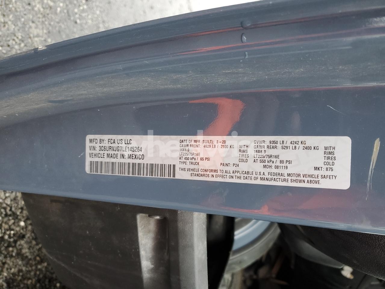 Photo 12 of 2020 RAM PROMASTER 3500 DELIVERY VAN (VIN 3C6URVJG7LE145264)