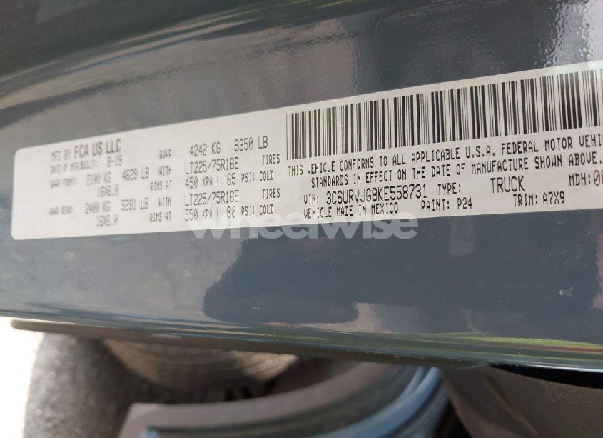 Photo 9 of 2019 Ram Promaster 3500 CARGO VAN HIGH ROOF 159 WB EXT (VIN 3C6URVJG8KE558731)