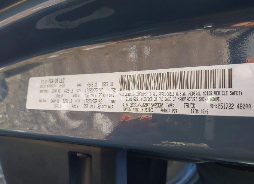 Photo 9 of 2019 Ram Promaster 3500 CARGO VAN HIGH ROOF 159 WB EXT (VIN 3C6URVJG9KE542330)