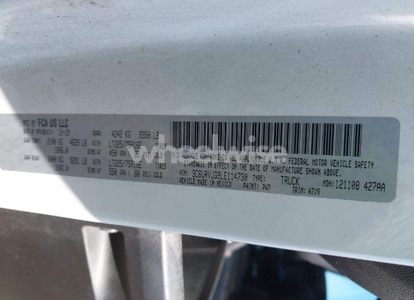 Photo 9 of 2020 Ram Promaster 3500 CARGO VAN HIGH ROOF 159 WB EXT (VIN 3C6URVJG9LE114730)