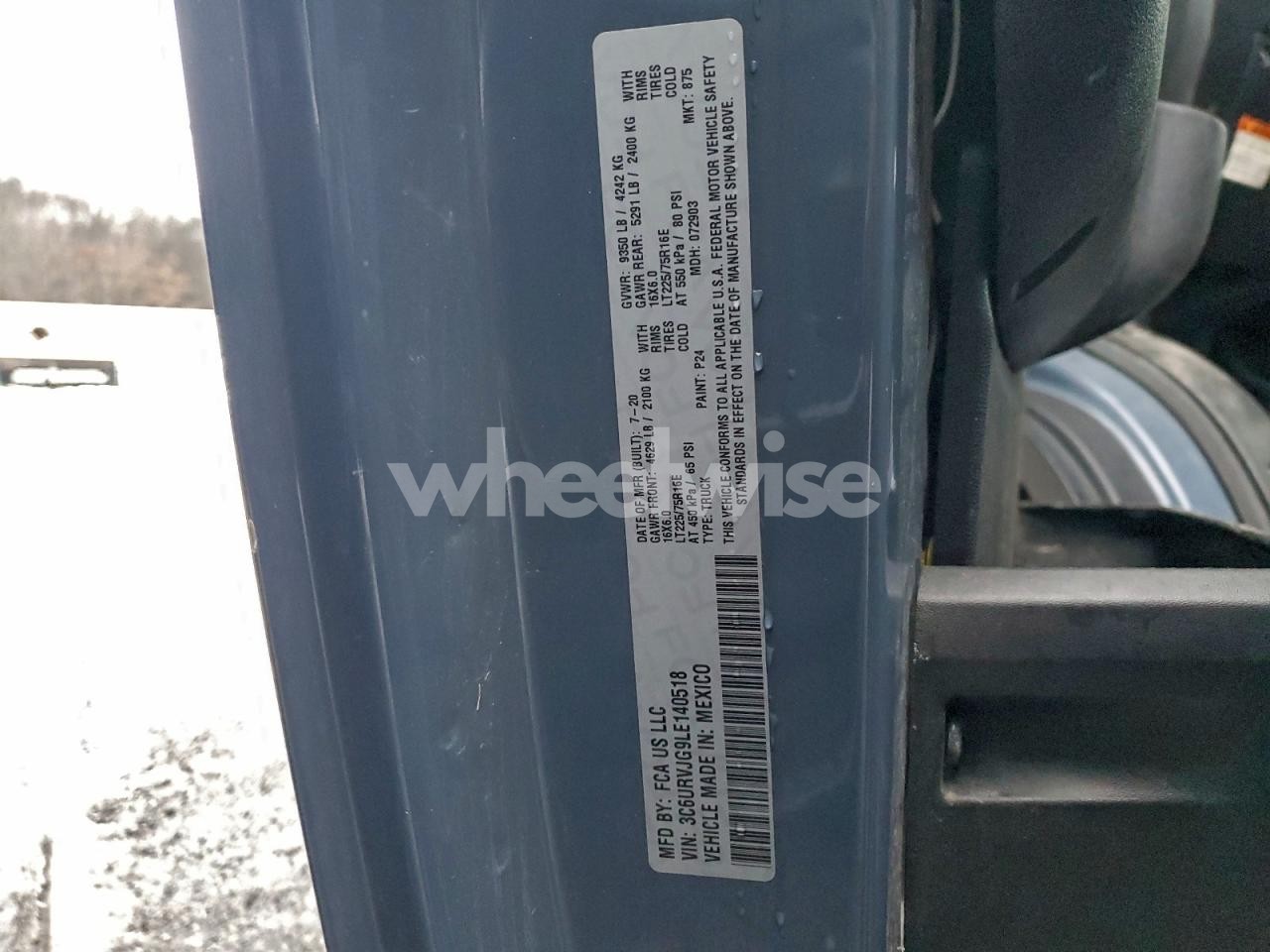 Photo 13 of 2020 RAM PROMASTER 3500 DELIVERY VAN (VIN 3C6URVJG9LE140518)