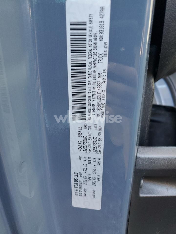 Photo 13 of 2020 RAM PROMASTER 3500 3500 HIGH (VIN 3C6URVJG9LE140857)