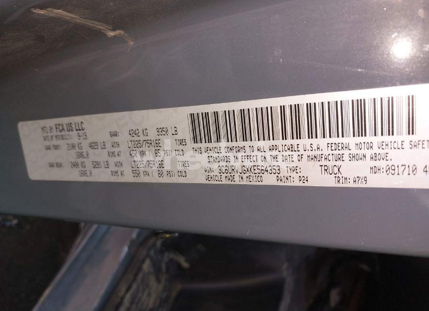 Photo 9 of 2019 Ram Promaster 3500 CARGO VAN HIGH ROOF 159 WB EXT (VIN 3C6URVJGXKE564353)