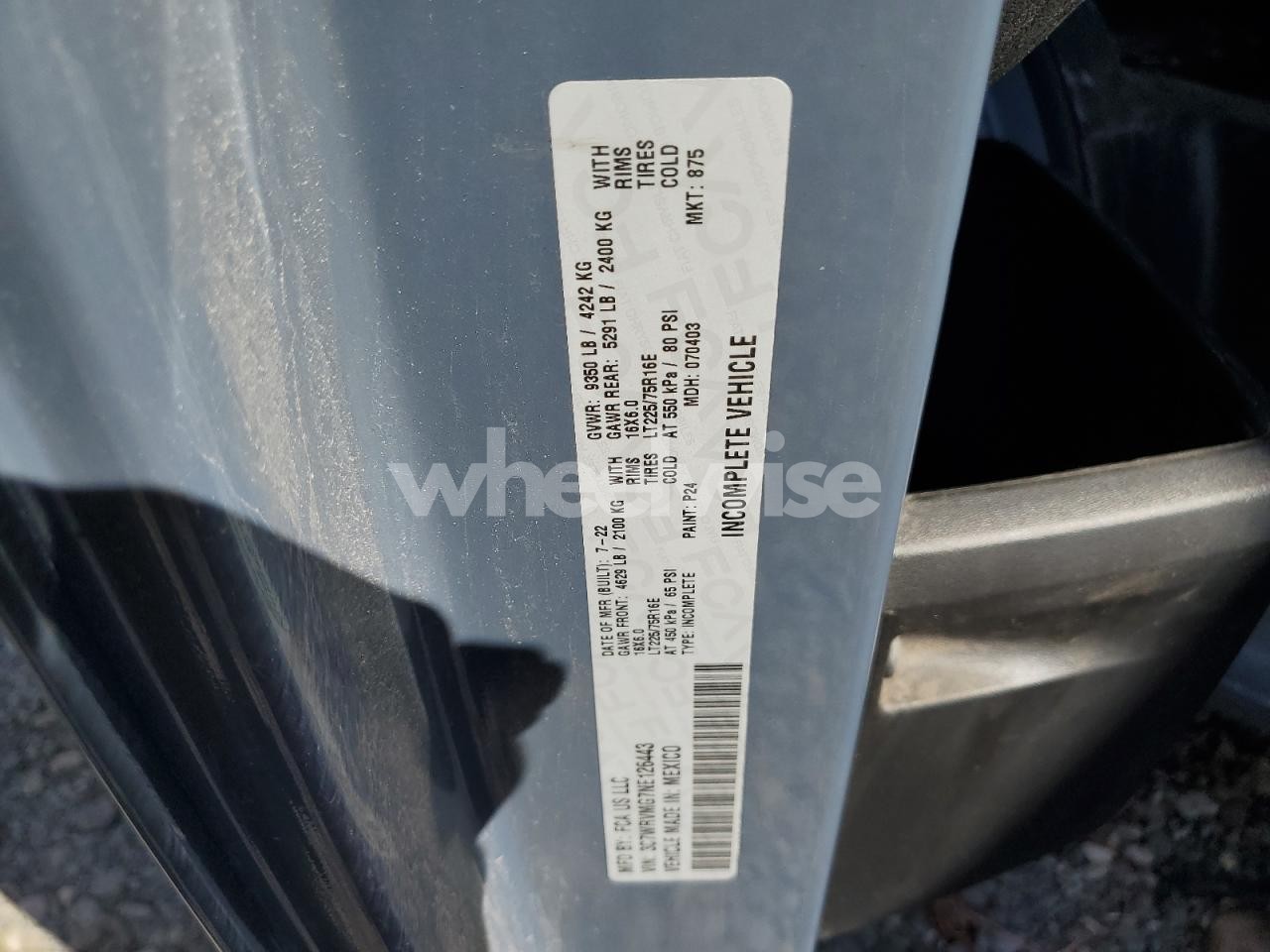 Photo 13 of 2022 RAM PROMASTER 3500 3500 STANDARD N/A (VIN 3C7WRVMG7NE126443)