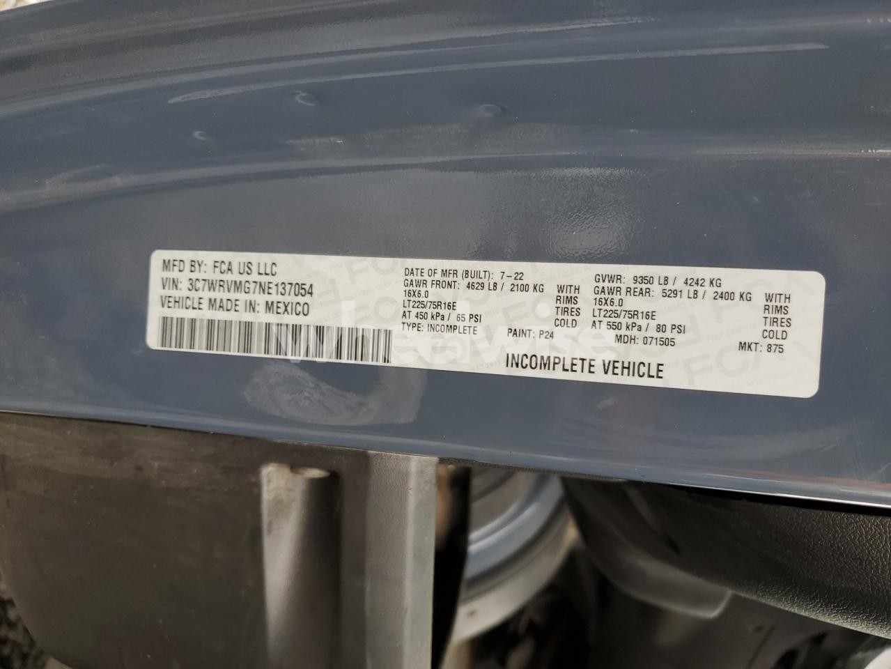 Photo 12 of 2022 RAM PROMASTER 3500 3500 STANDARD N/A (VIN 3C7WRVMG7NE137054)