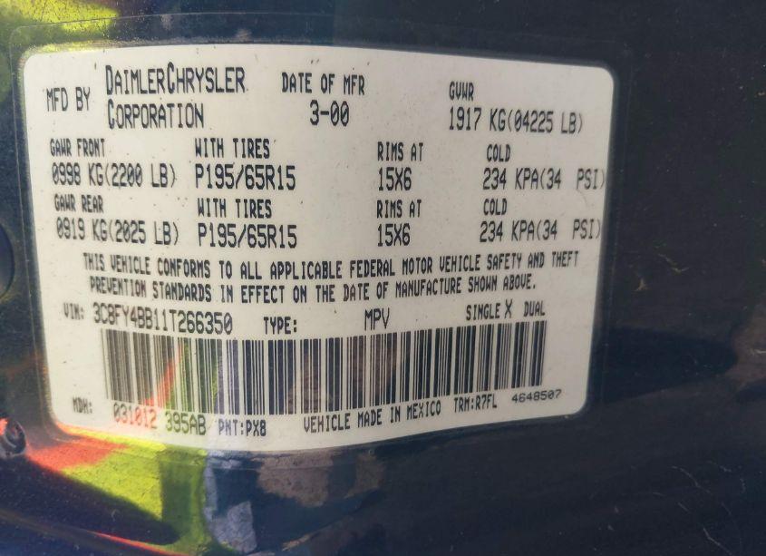 Photo 9 of 2001 Chrysler Pt CRUISER (VIN 3C8FY4BB11T266350)