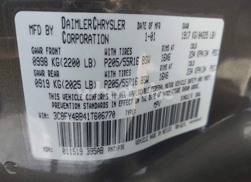 Photo 9 of 2001 Chrysler Pt CRUISER (VIN 3C8FY4BB41T606770)