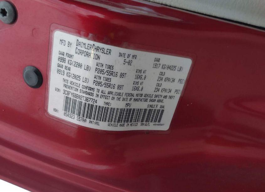Photo 9 of 2002 Chrysler Pt CRUISER LIMITED (VIN 3C8FY68B02T367724)