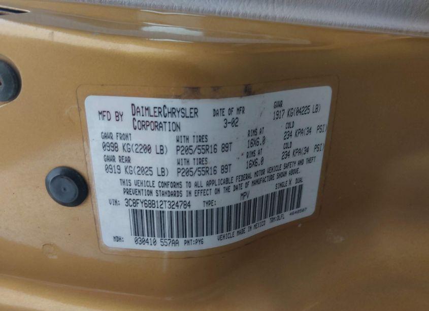 Photo 9 of 2002 Chrysler Pt CRUISER LIMITED (VIN 3C8FY68B12T324784)