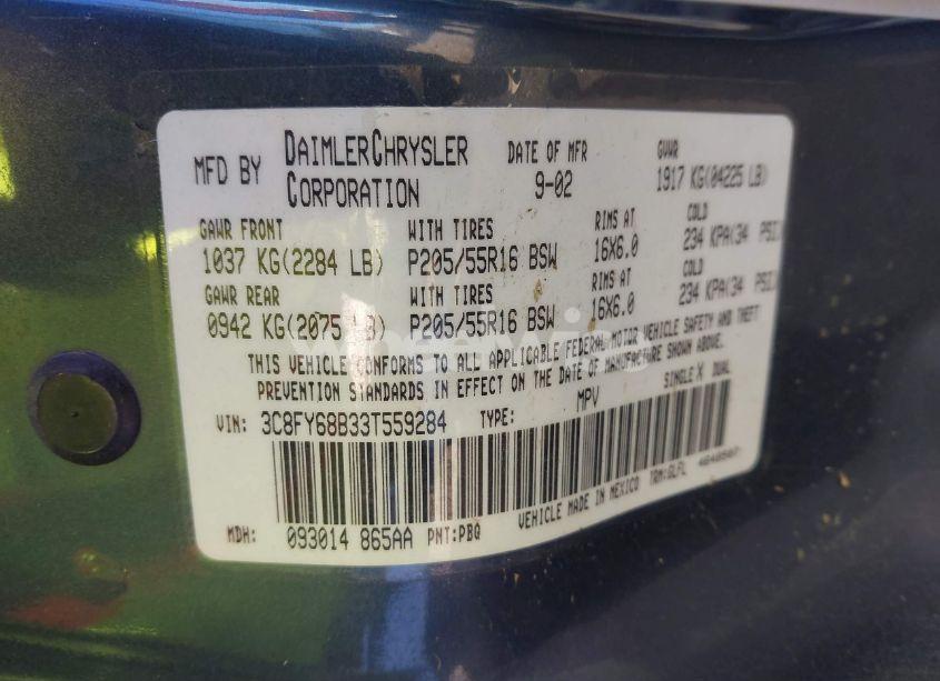 Photo 9 of 2003 Chrysler Pt CRUISER LIMITED (VIN 3C8FY68B33T559284)