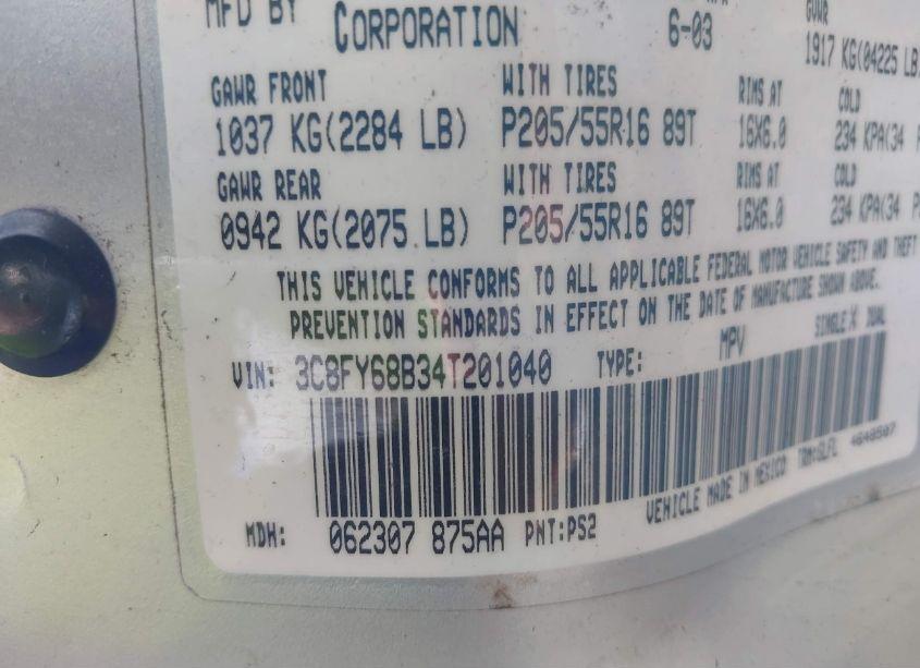 Photo 9 of 2004 Chrysler Pt CRUISER LIMITED (VIN 3C8FY68B34T201040)