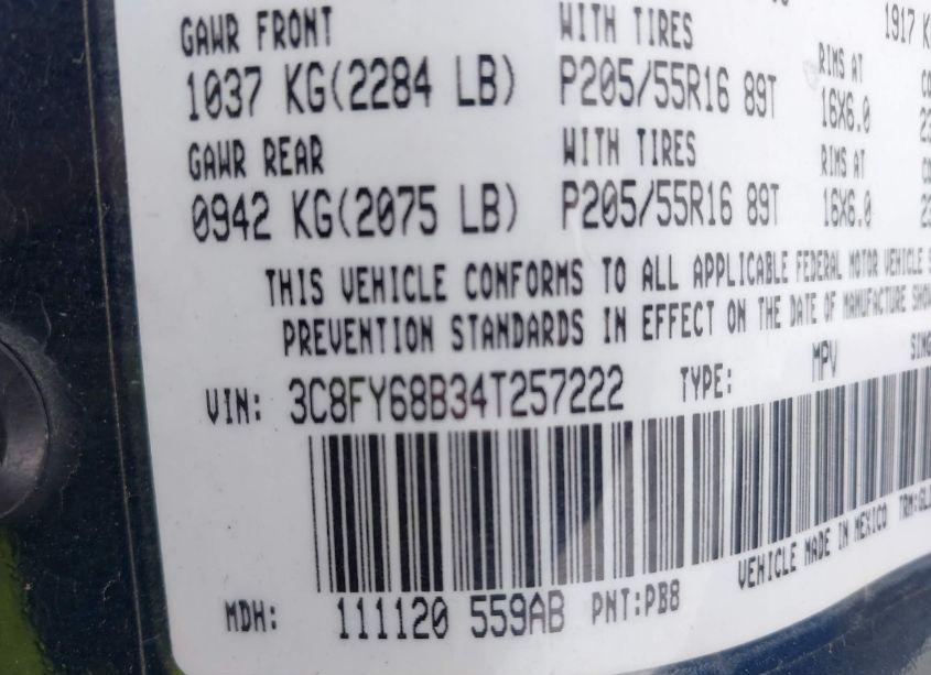 Photo 9 of 2004 Chrysler Pt CRUISER LIMITED (VIN 3C8FY68B34T257222)