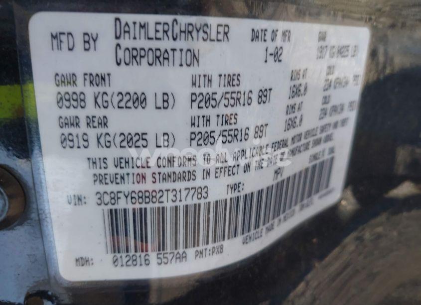 Photo 9 of 2002 Chrysler Pt CRUISER LIMITED (VIN 3C8FY68B82T317783)