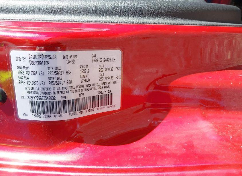 Photo 9 of 2003 Chrysler Pt CRUISER GT (VIN 3C8FY78G63T548832)