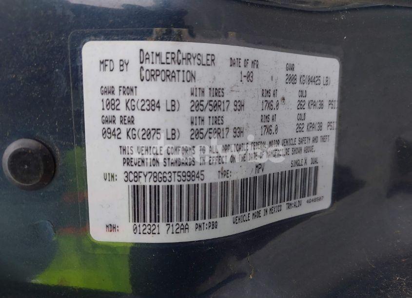 Photo 9 of 2003 Chrysler Pt CRUISER GT (VIN 3C8FY78G63T599845)