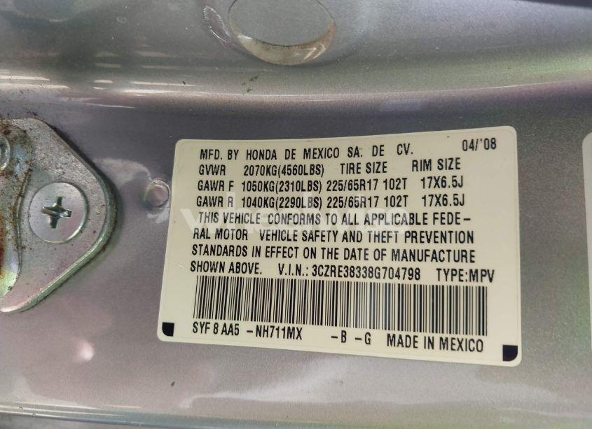 Photo 9 of 2008 Honda Cr-v LX (VIN 3CZRE38338G704798)