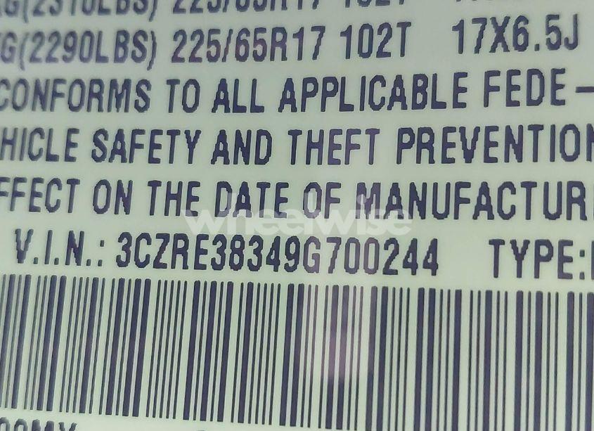 Photo 9 of 2009 Honda Cr-v LX (VIN 3CZRE38349G700244)