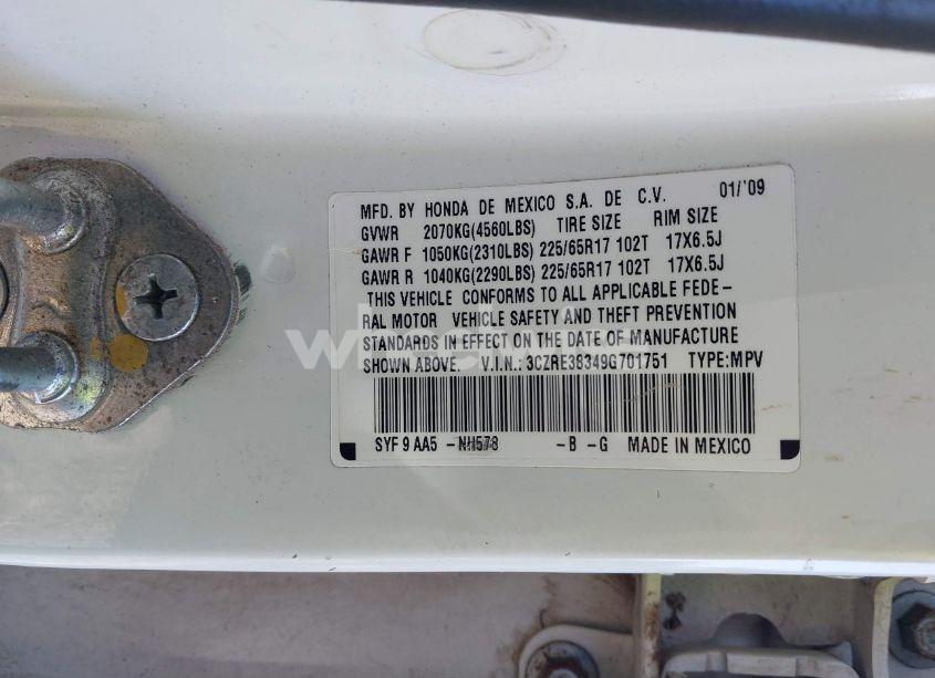 Photo 9 of 2009 Honda Cr-v LX (VIN 3CZRE38349G701751)