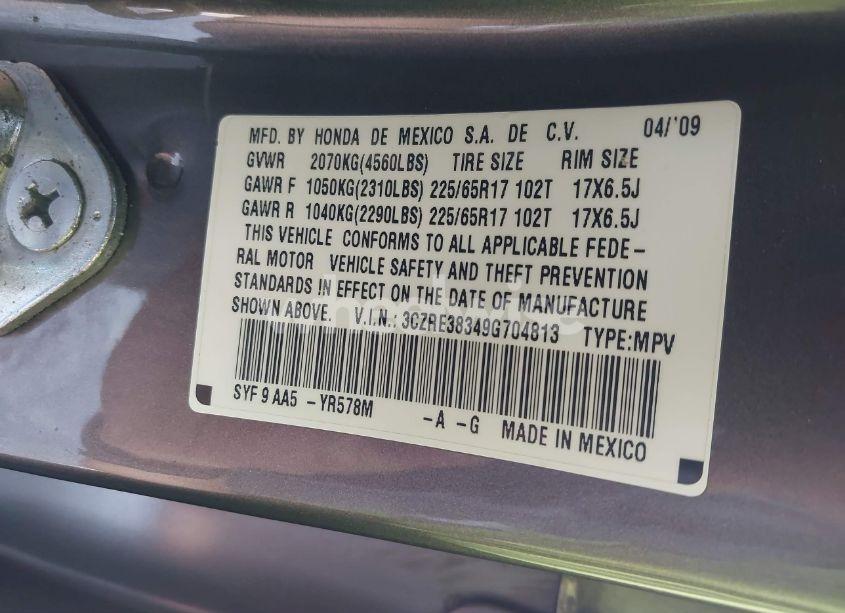 Photo 9 of 2009 Honda Cr-v LX (VIN 3CZRE38349G704813)