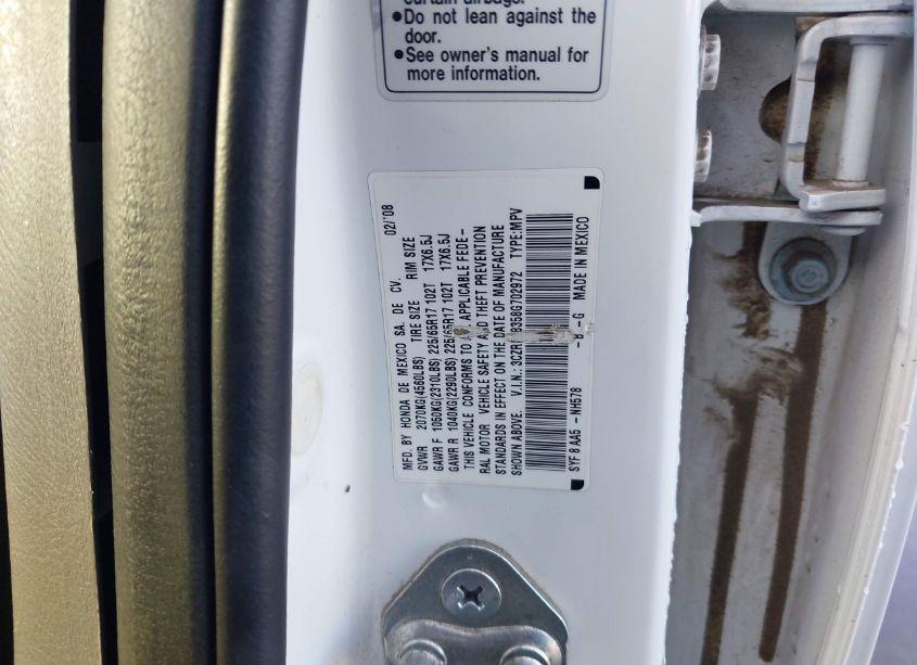 Photo 9 of 2008 Honda Cr-v LX (VIN 3CZRE38358G702972)