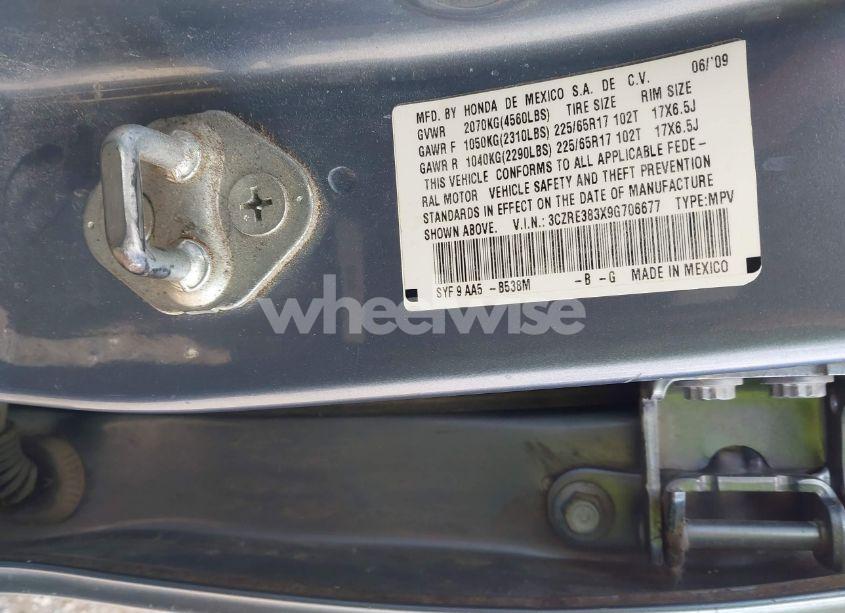 Photo 9 of 2009 Honda Cr-v LX (VIN 3CZRE383X9G706677)