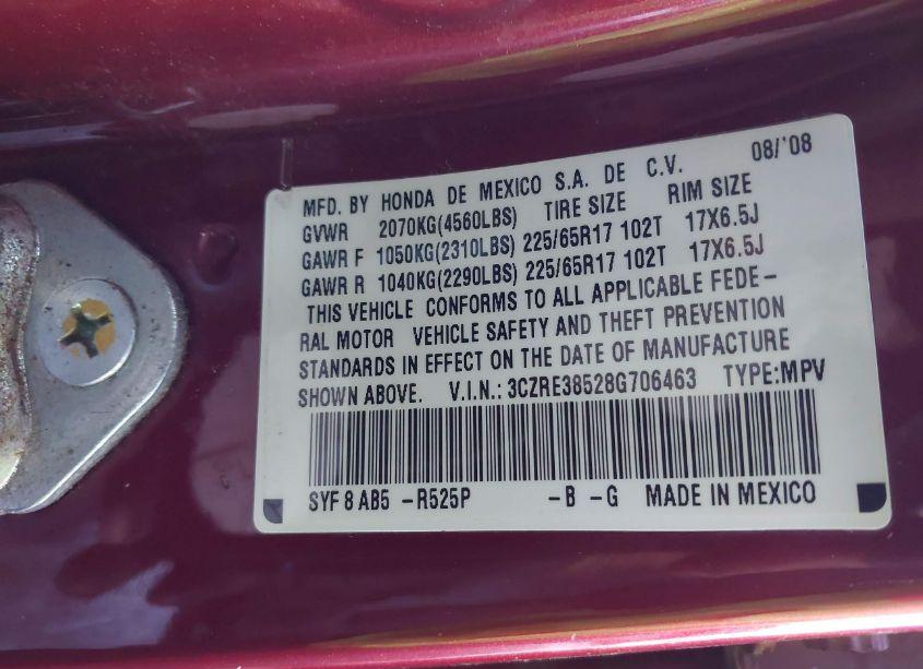Photo 9 of 2008 Honda Cr-v EX (VIN 3CZRE38528G706463)