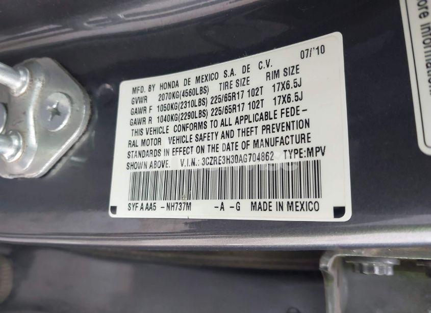 Photo 9 of 2010 Honda Cr-v LX (VIN 3CZRE3H30AG704862)