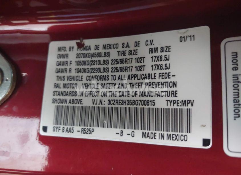 Photo 9 of 2011 Honda Cr-v LX (VIN 3CZRE3H35BG700615)