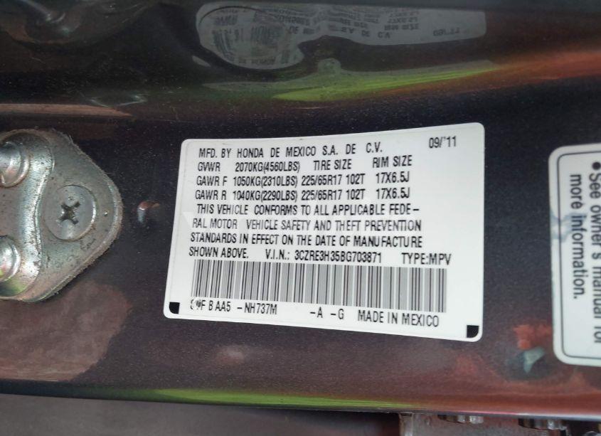 Photo 9 of 2011 Honda Cr-v LX (VIN 3CZRE3H35BG703871)