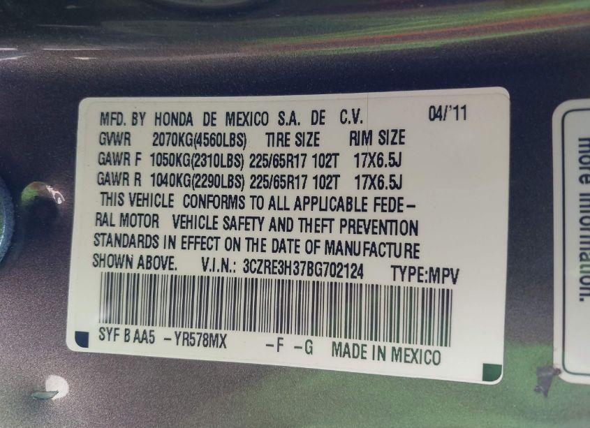 Photo 9 of 2011 Honda Cr-v LX (VIN 3CZRE3H37BG702124)