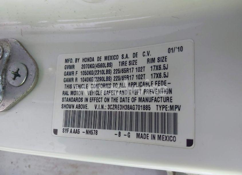 Photo 9 of 2010 Honda Cr-v LX (VIN 3CZRE3H38AG701885)