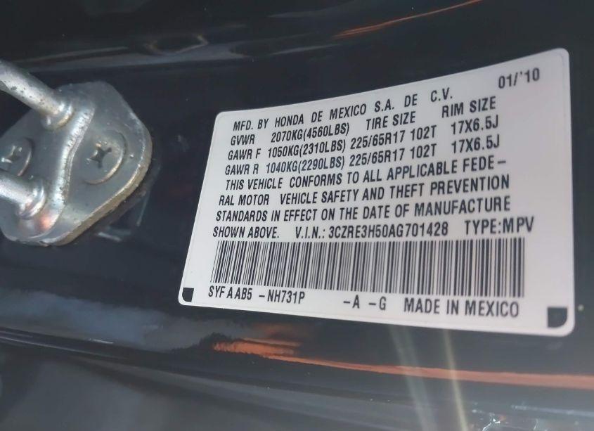 Photo 9 of 2010 Honda Cr-v EX (VIN 3CZRE3H50AG701428)