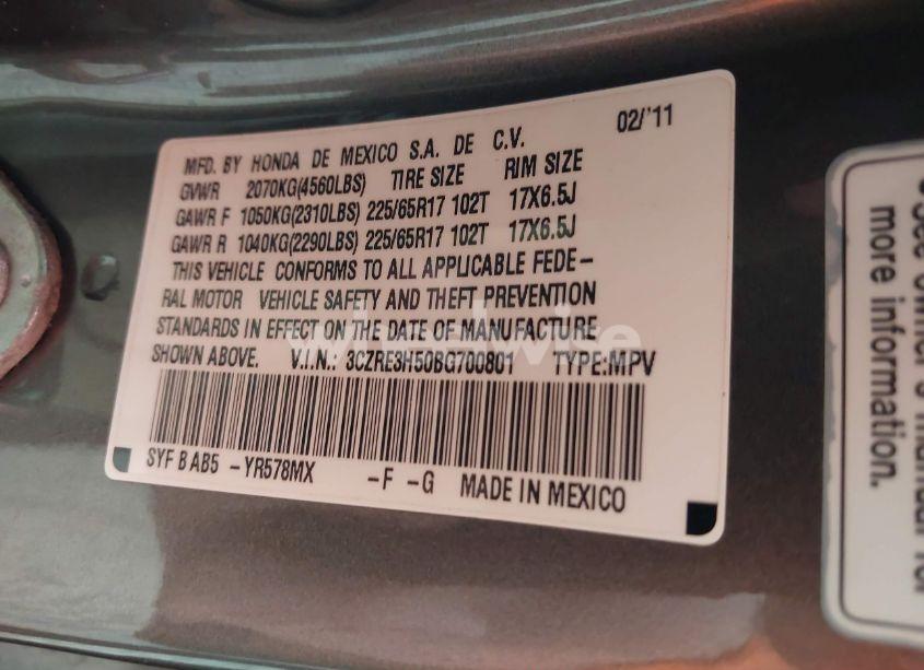 Photo 9 of 2011 Honda Cr-v EX (VIN 3CZRE3H50BG700801)