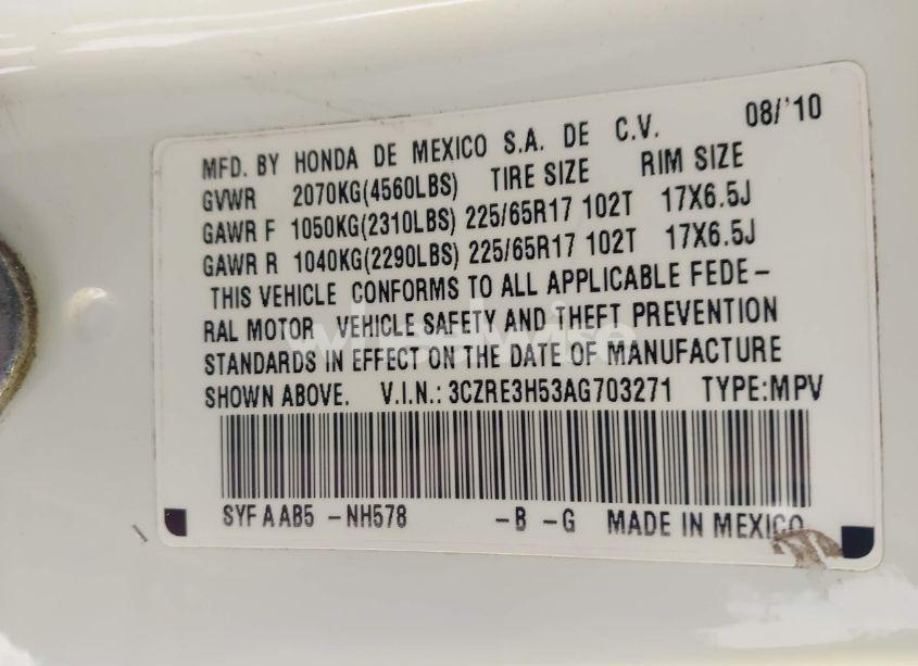 Photo 9 of 2010 Honda Cr-v EX (VIN 3CZRE3H53AG703271)