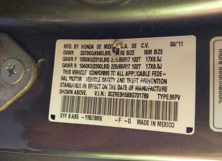 Photo 9 of 2011 Honda Cr-v EX (VIN 3CZRE3H58BG701789)