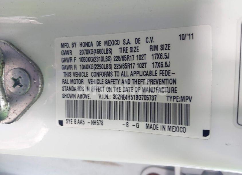 Photo 9 of 2011 Honda Cr-v EX (VIN 3CZRE4H51BG705737)