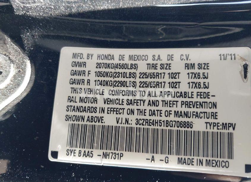 Photo 9 of 2011 Honda Cr-v EX (VIN 3CZRE4H51BG706886)